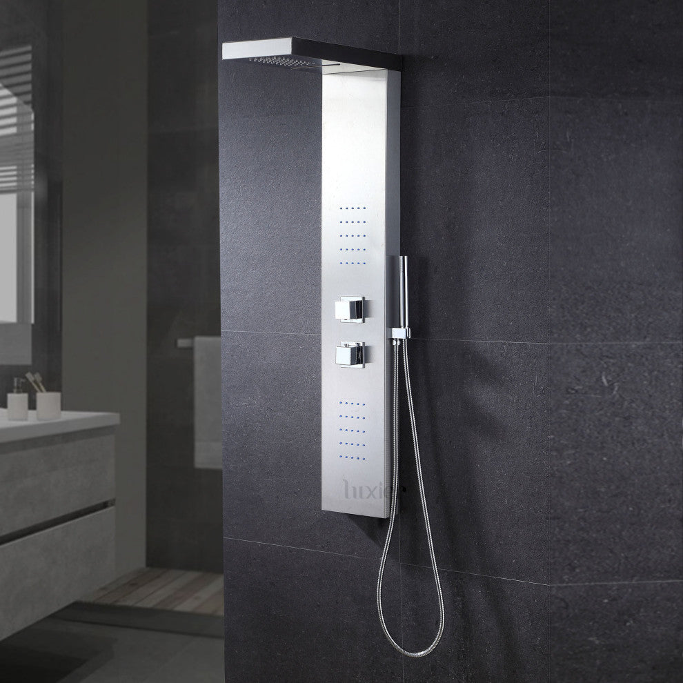 Luxier 48" Shower Panel System With Rainfall Waterfall Shower Head Hand Shower