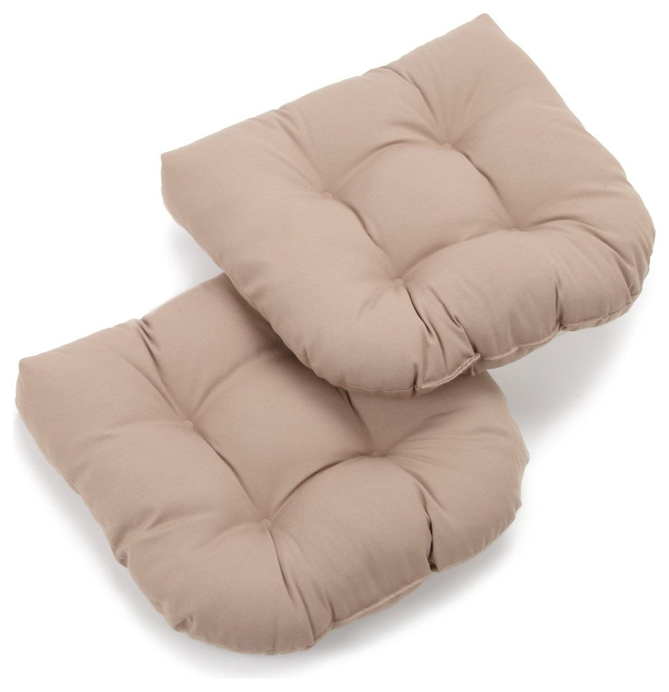 19" U-Shaped Twill Tufted Dining Chair Cushion, Set of 2, Brown