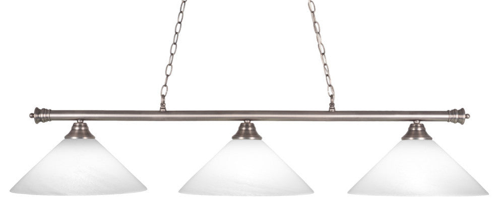 Oxford 3-Light Bar, Brushed Nickel/White Marble
