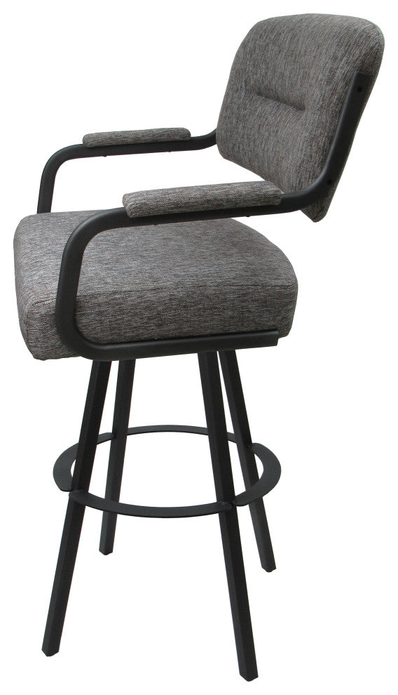 Swivel Metal Bar Stool on Warren Base, Mojave Gray/Gray, 34"