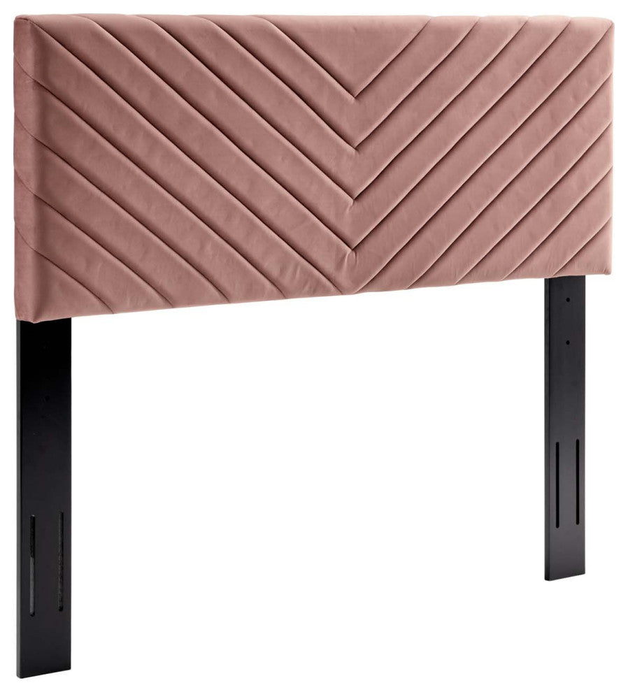 Alyson Angular Channel Tufted Performance Velvet Twin Headboard-Dusty Rose