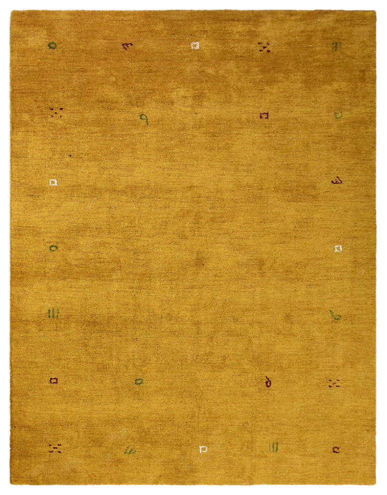 Hand Knotted Loom Silk Mix Area Rug Contemporary Gold