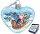 Hand Painted Love Heart Accordion Santa Glass Scenic Ornament
