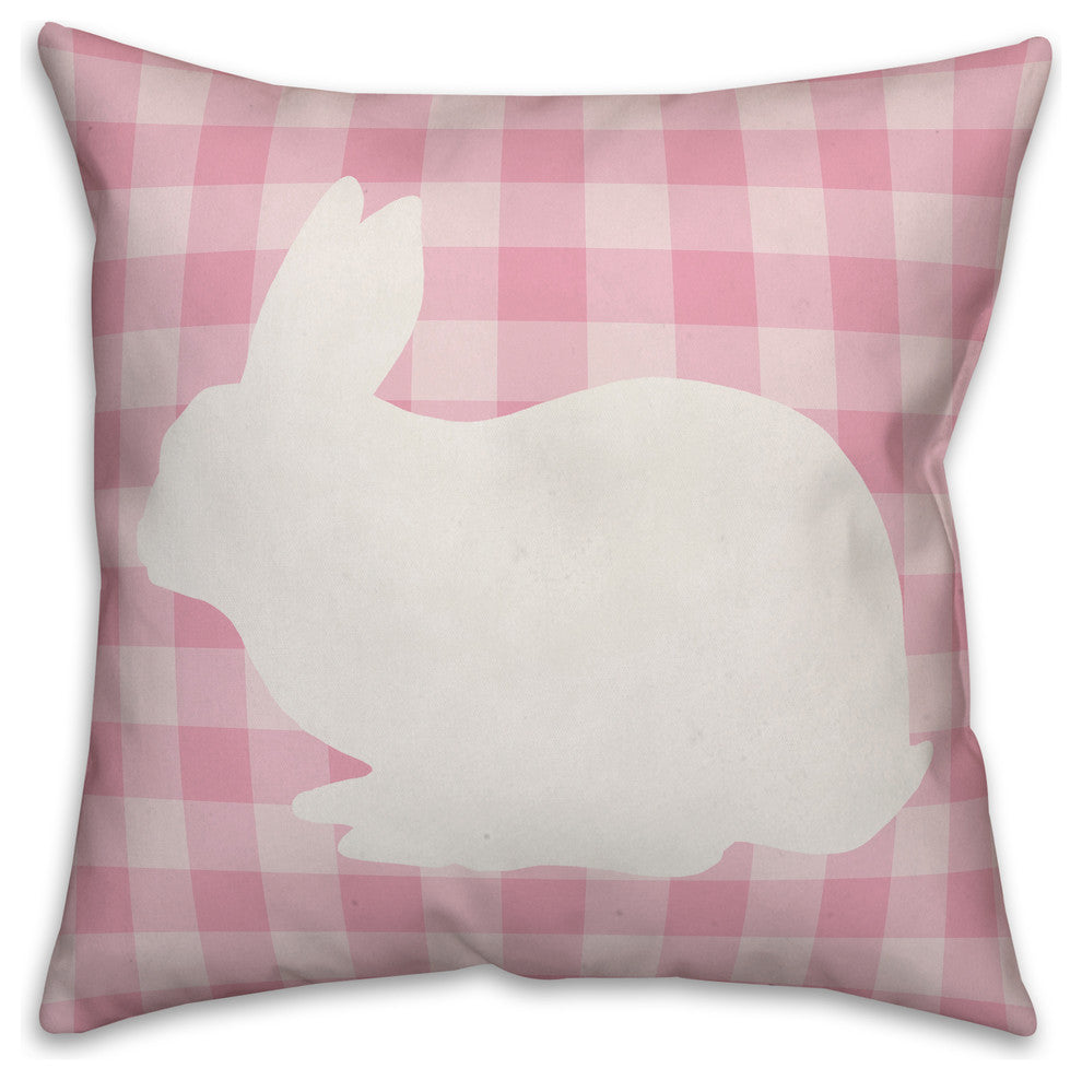 Pink Buffalo Check Bunny Silhouette 18x18 Throw Pillow