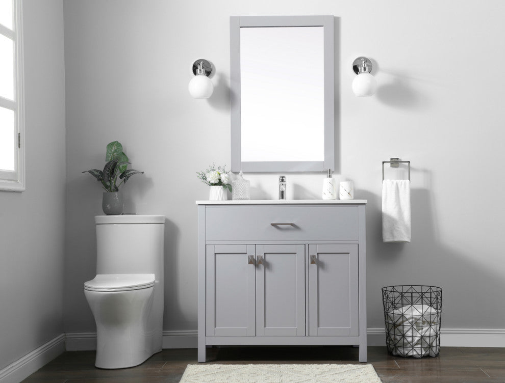 36" SIngle Bathroom Vanity, Grey