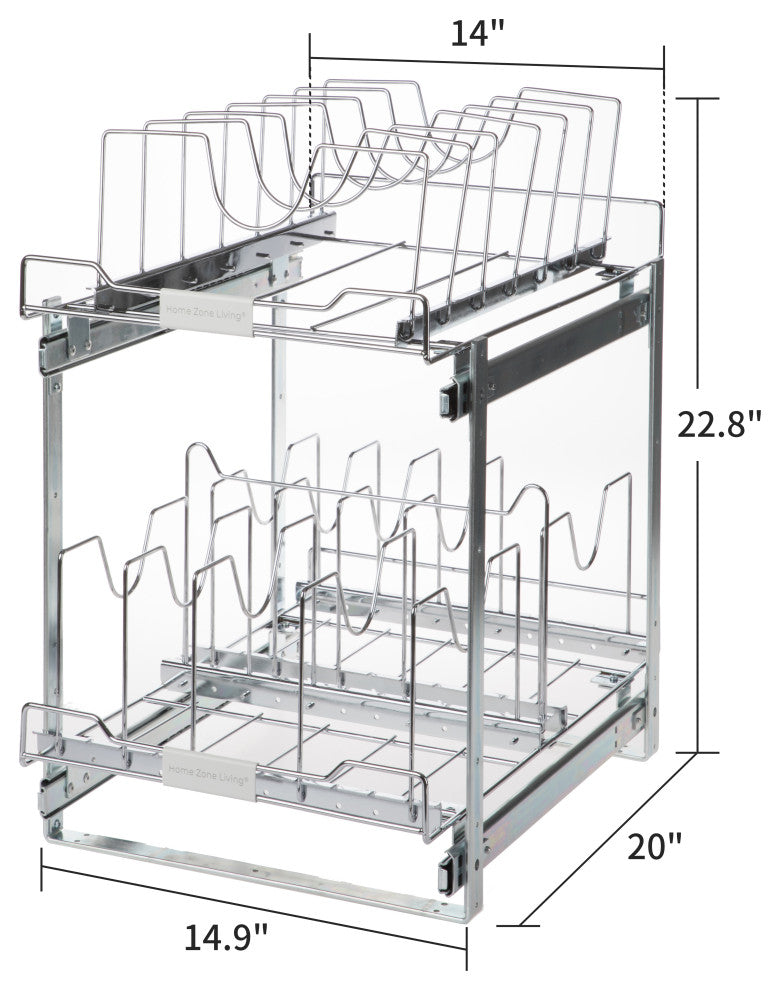 Home Zone Living Pull Out Drawer Cabinet Organizer, 2-Tier, 15 in. W x 20 in. D
