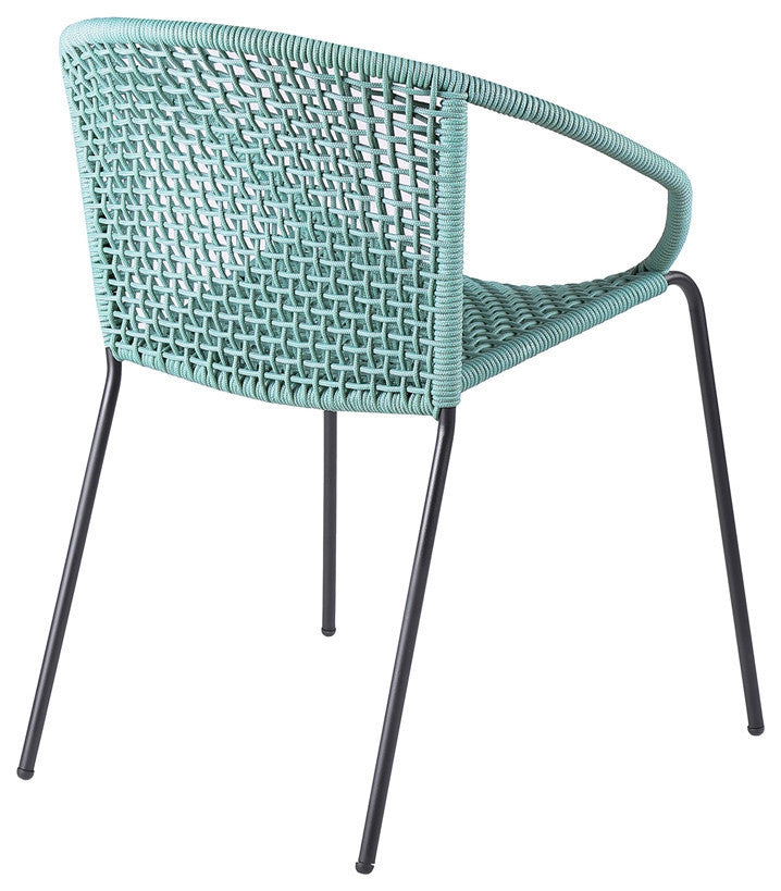 Snack Indoor Outdoor Stackable Steel Dining Chair, Set of 2, Wasbi