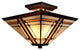 Amora AM085CL14B Tiffany-Style Mission 2-Light Semi-Flush Ceiling Fixture, 14"