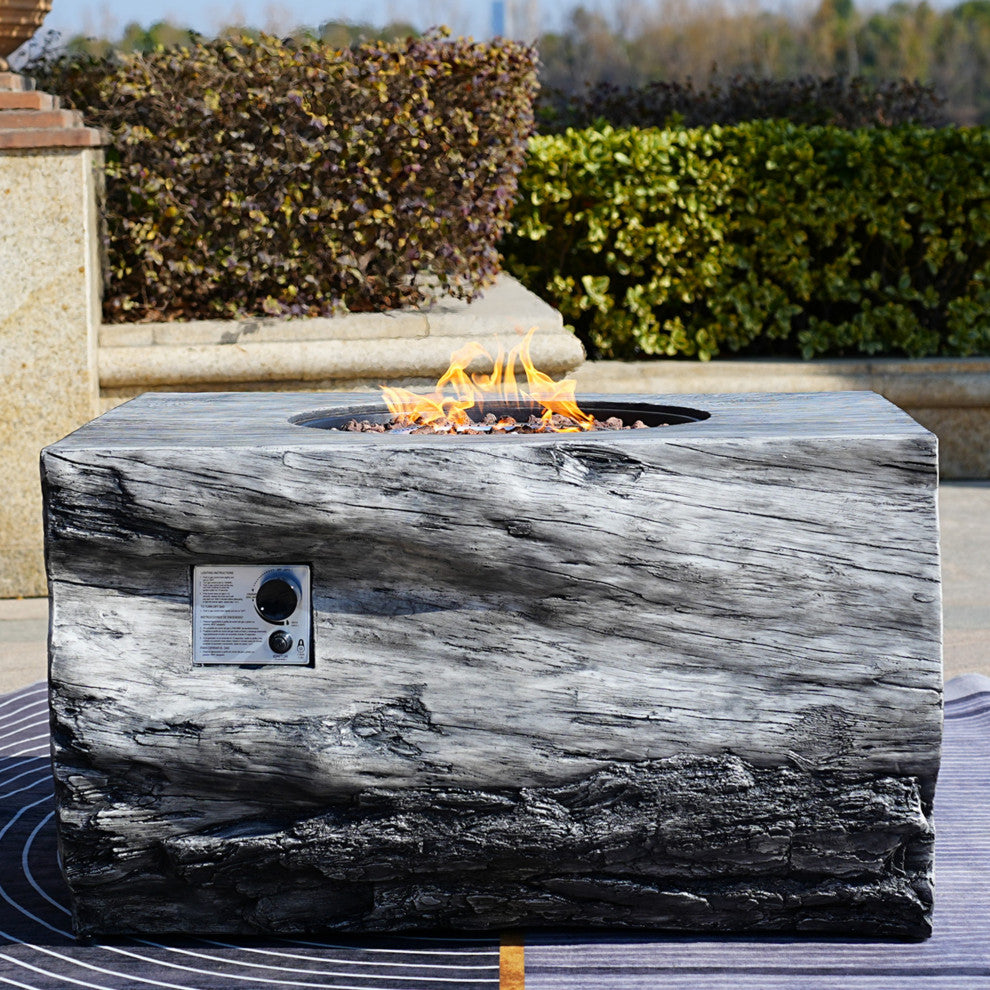 Tree Stump Shape Fire Pit Table With Rain Cover
