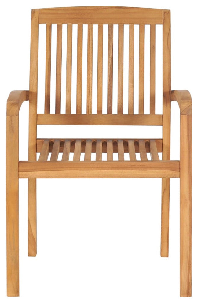 Vidaxl Stacking Garden Chairs, Set of 4, Solid Teak Wood