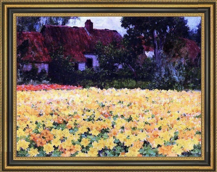 George Hitchcock Yellow Nasturtiums Framed Premium Canvas Print, 18"x24"