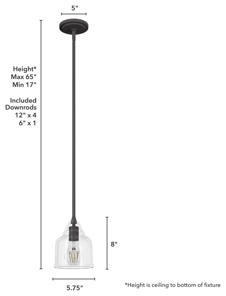 Hunter 6" Dunshire Noble Bronze, Clear Glass 1 Light Bell Pendant Ceiling