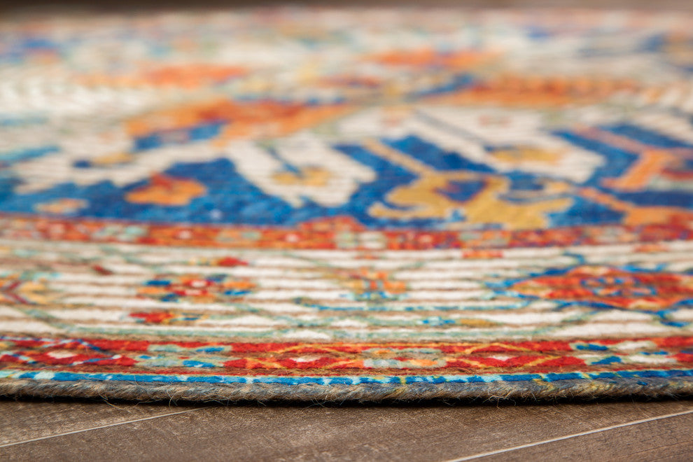 Round Sahand Distressed Area Rug, 4' Round