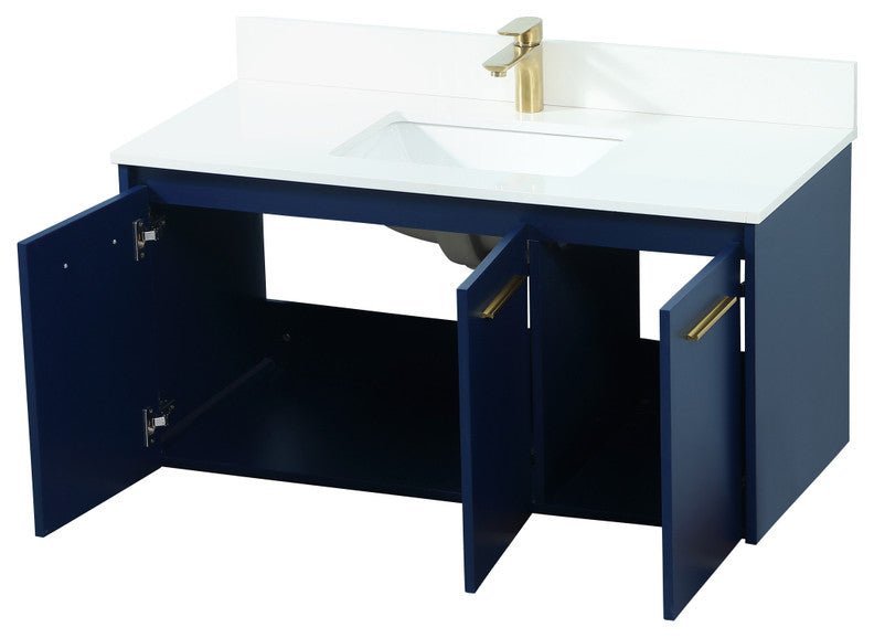 Home Living 40" Single Bathroom Vanity, Blue With Backsplash