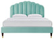Platform Bed Frame, Queen Size, Blue, Velvet, Modern, Bedroom Guest Suite