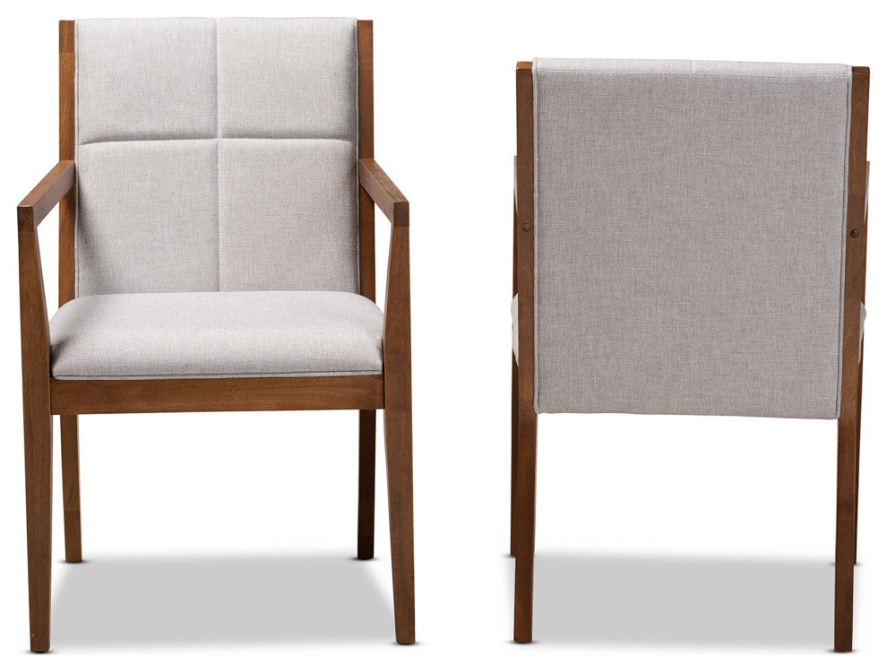 Fayette Walnut Finish Armchair, Set of 2, Greige