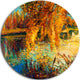 Autumn Forest And Sky, Landscape Disc Metal Artwork, 23"