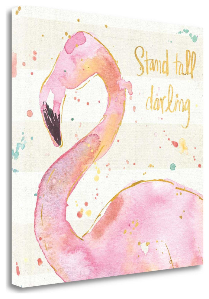 Confident Flamingo Watercolor 4 Giclee Wrap Canvas Wall Art