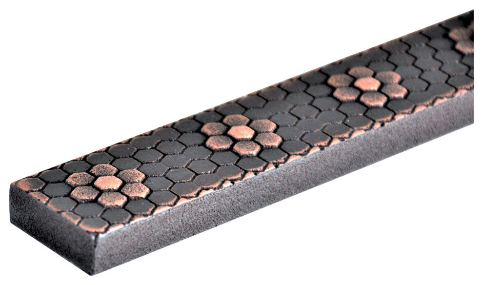 Floral Hex Metal  Tile Trim 1"x6", Set of 5, Oil Rubbed Bronze