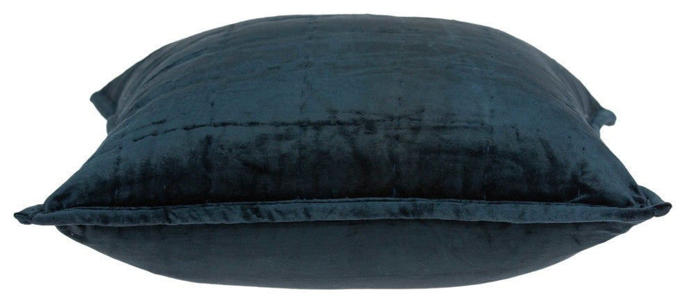 20" X 7" X 20" Transitional Dark Blue Quilted Pillow Cover With Poly Insert