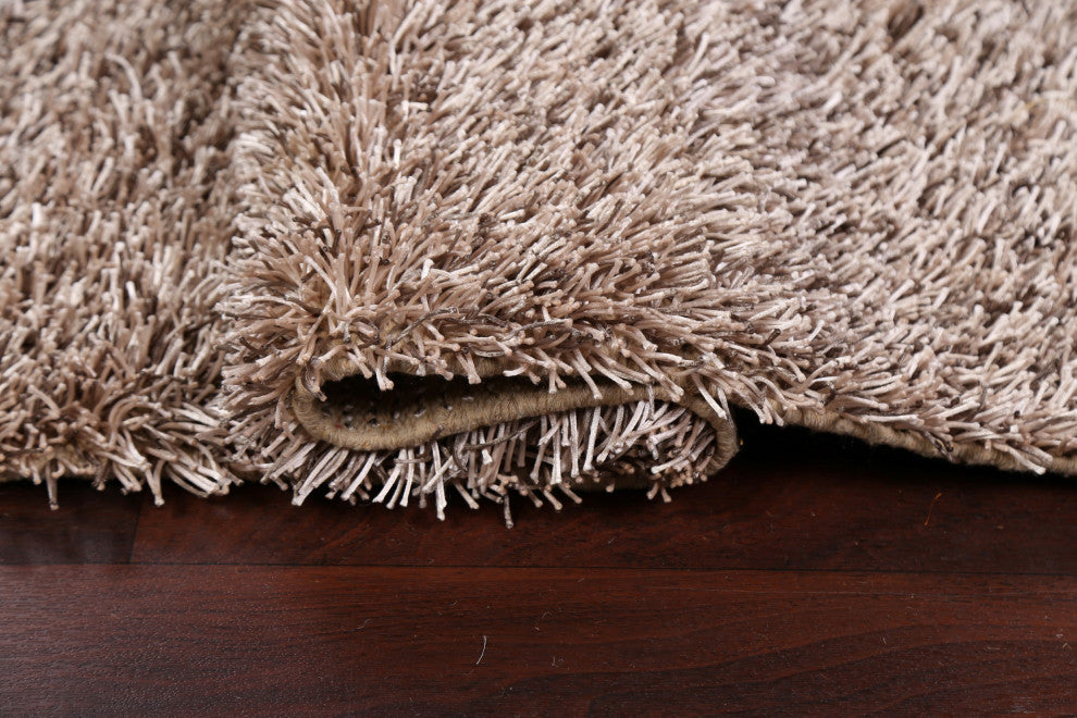 Champagne Plush Shaggy Oriental Area Rug Hand-tufted Carpet 5x7