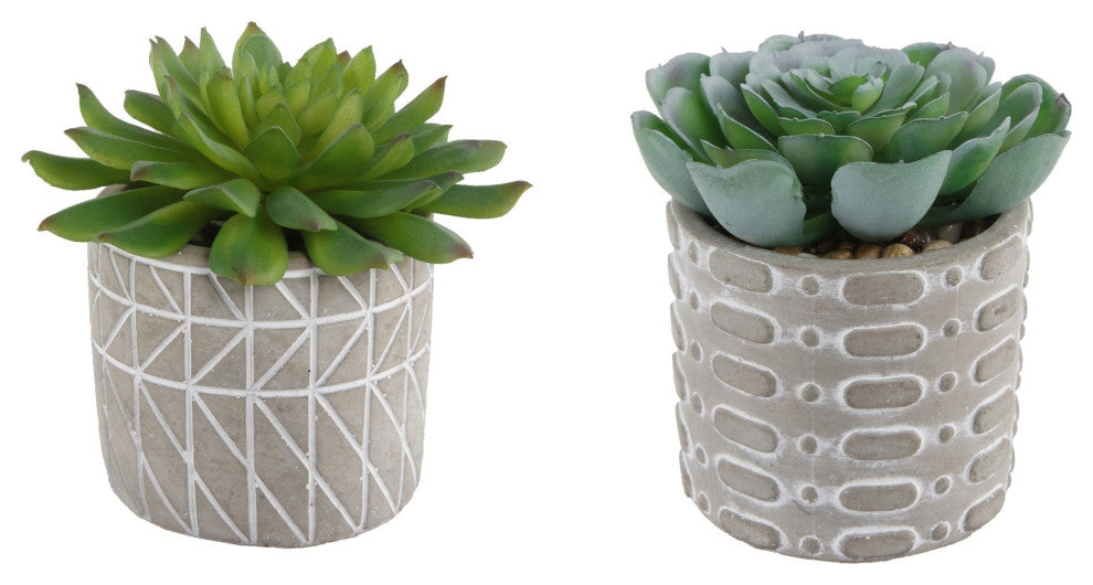 Set Of 2 Pattern Cement Pot