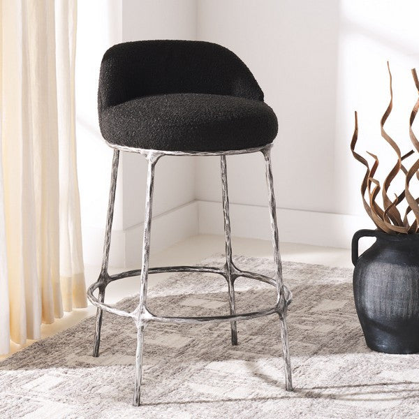 Safavieh Couture Woodsen Boucle Counterstool, Black
