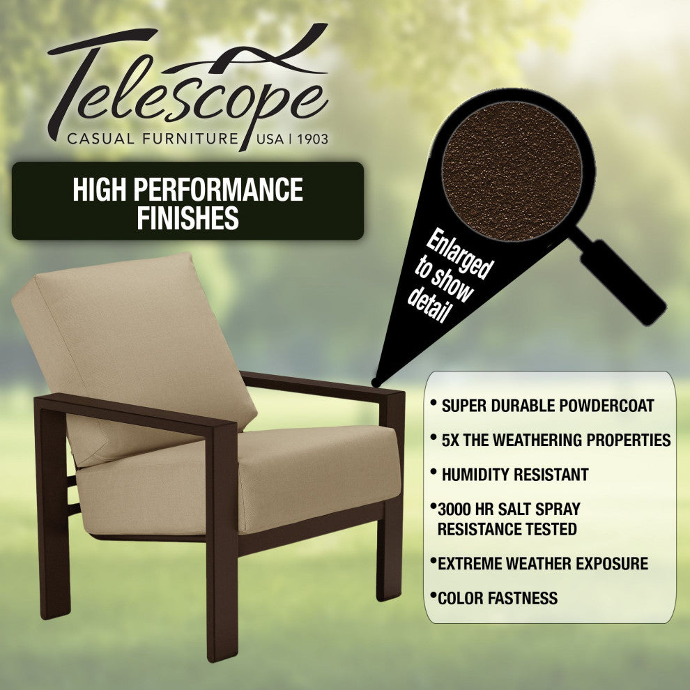Kendall Sling Bar Height Stackable Outdoor Stool, Mocha/Black