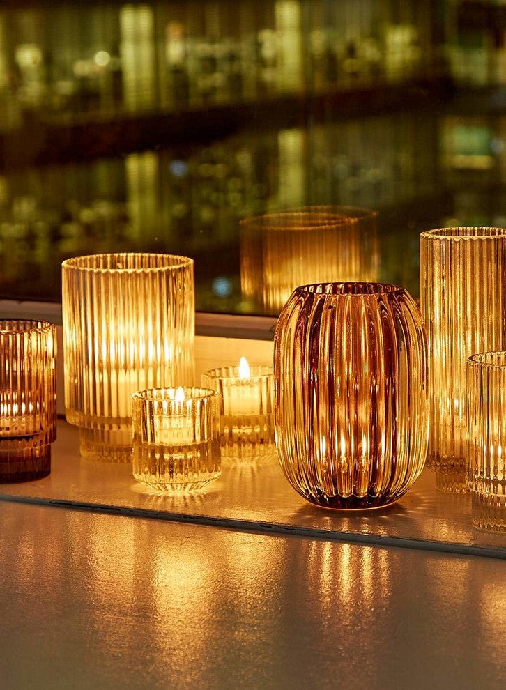 Smoke Grey Optical Glass Votive Holder