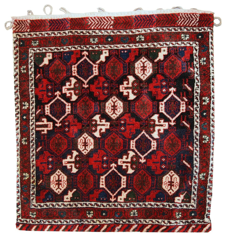 Consigned, Hand Made Vintage Persian Afshar Salt Bag 1,7'x1,8', 1980