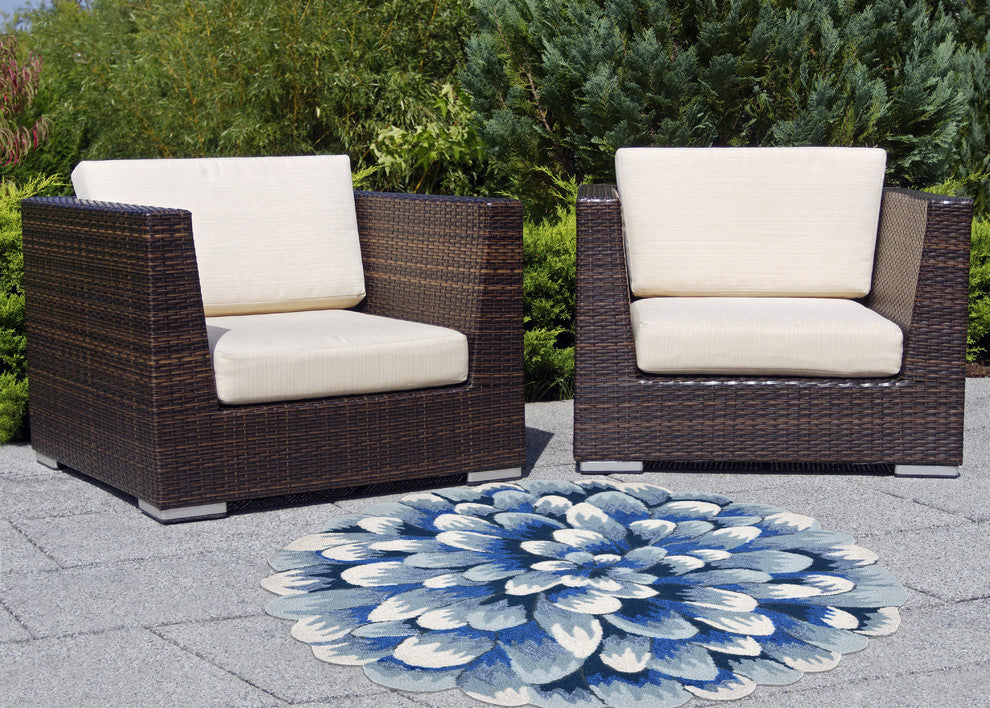 Frontporch Mum Rug, Blue, 5' Round