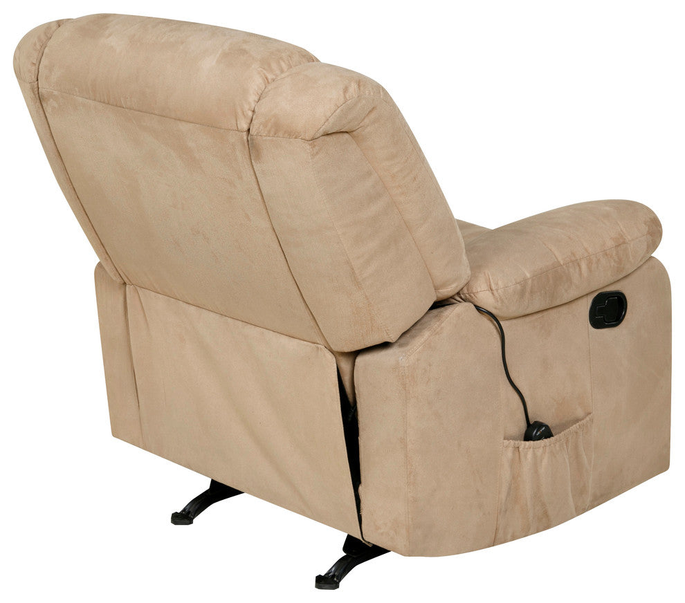 Relaxzen Rocker Recliner With Massage, Heat and Dual USB, Beige