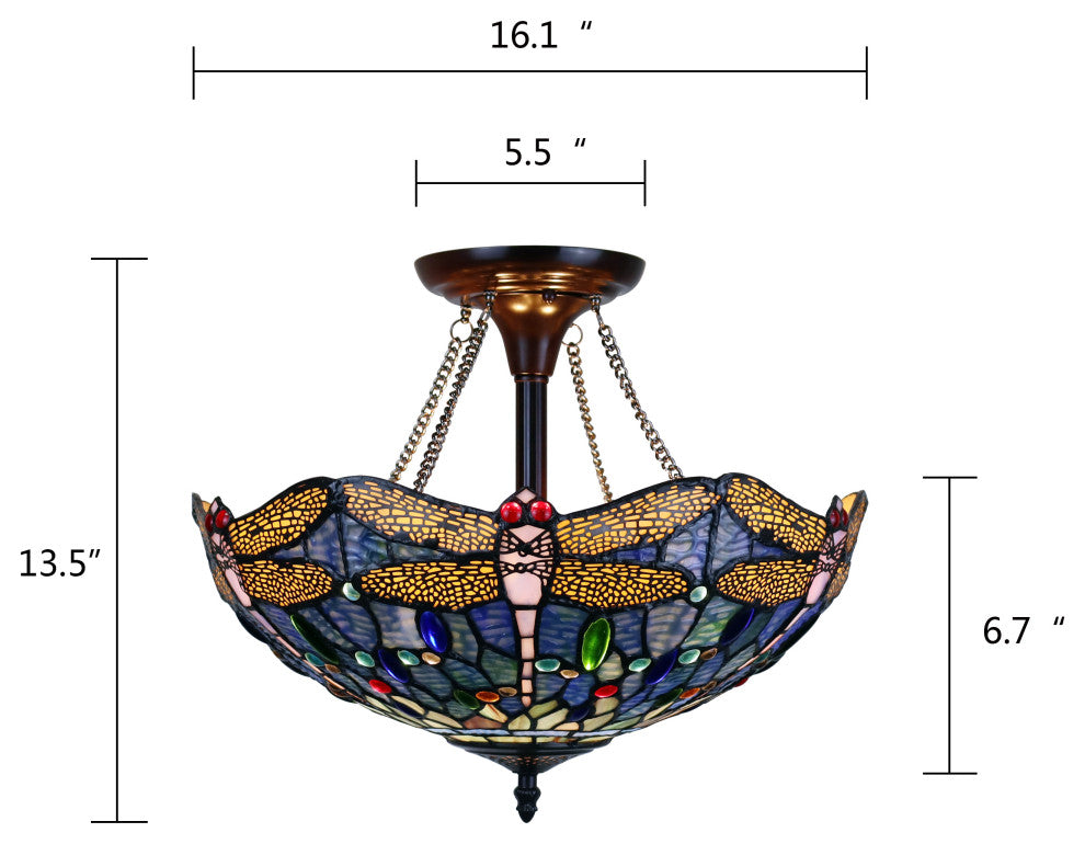 CHLOE Lighting CH3T524BD16-UF2 SUNNIVA Dragonfly 2 -Semi-Flush Ceiling Fixture