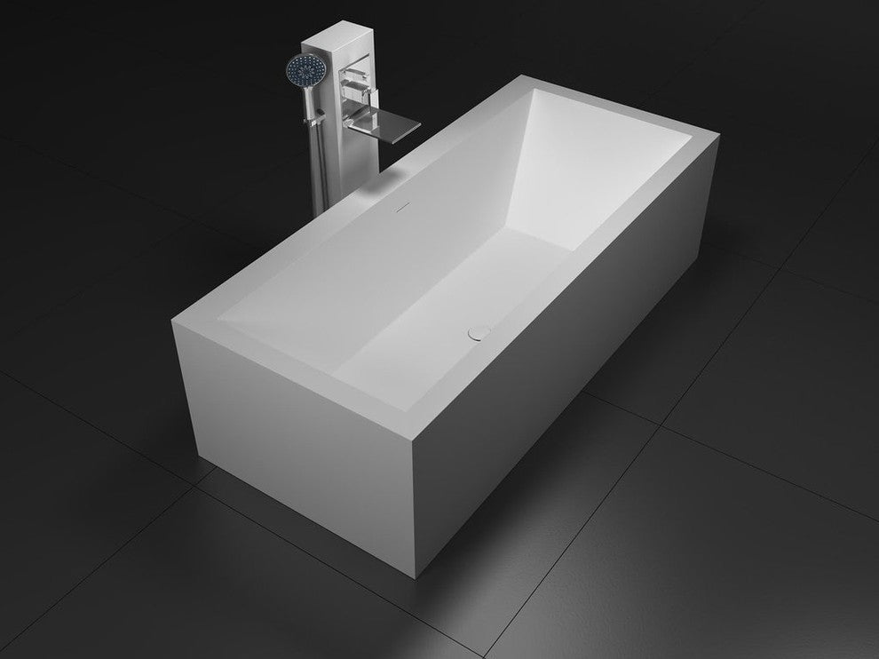 ADM Rectangular Freestanding Bathtub, White, 70.9", Matte White