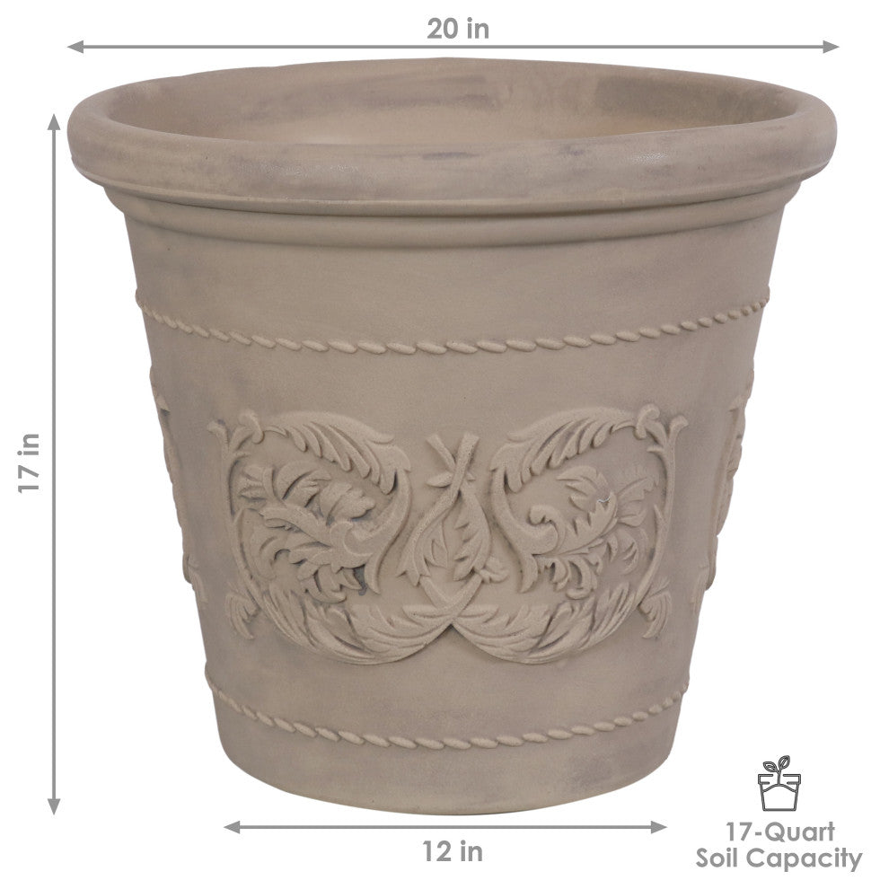 Sunnydaze Arabella Outdoor Flower Pot Planter, Beige, 20", Set of 4
