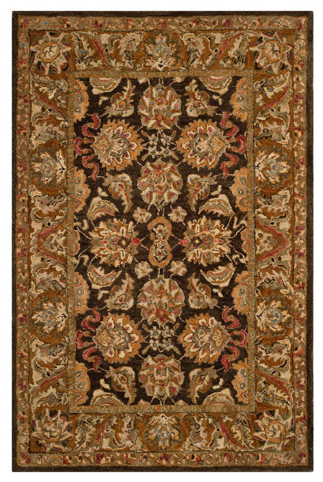 Safavieh Anatolia Collection AN615 Rug, Dark Brown/Gold, 4'x6'