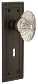 Mission Plate with Oval Fluted Crystal Knob and Keyhole, Oil-Rubbed Bronze
