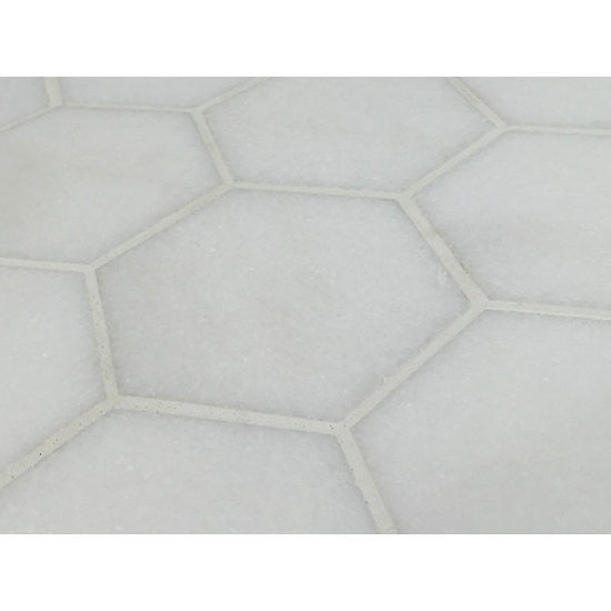 Thassos White Marble Hexagon Mosaic Tile 3 inch Polished, 1 sheet