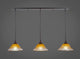3 Light Mini Pendant In Dark Granite, 10" Gold Champagne Crystal Glass