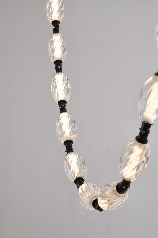 22-Light Black LED Chandelier With Clear Crystal Shades