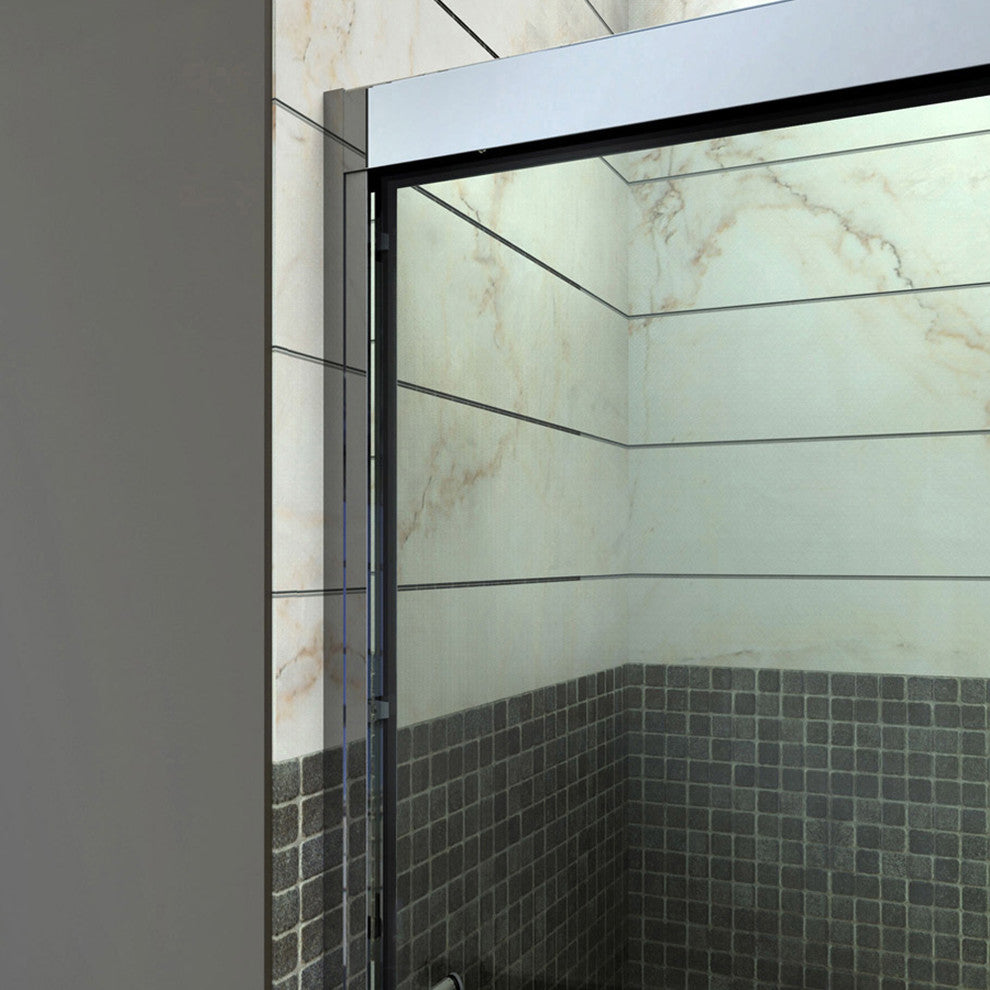 DreamLine Frameless Bypass Sliding Shower Door and Single Threshold Base