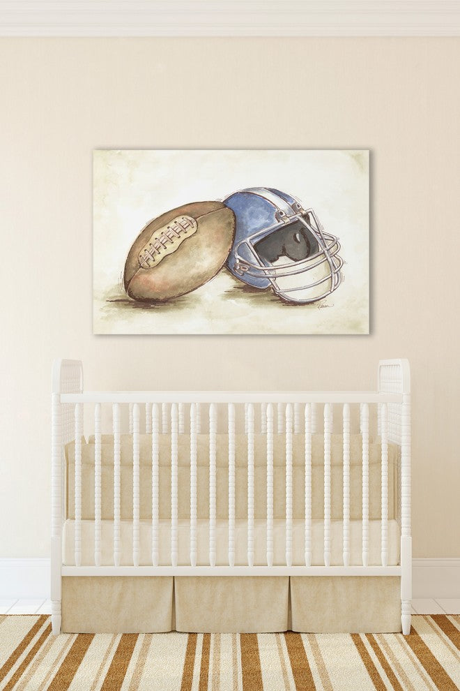 Marmont Hill, "Football Gear" by Reesa Qualia Painting on Wrapped Canvas, 18x12