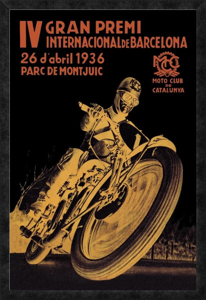 "4th International Barcelona Grand Prix" Framed Canvas Giclee, 26"x38"