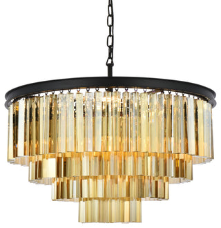 Elegant Lighting 1201D32-GT/RC Sydney 17 Light 32"W Crystal - Matte Black
