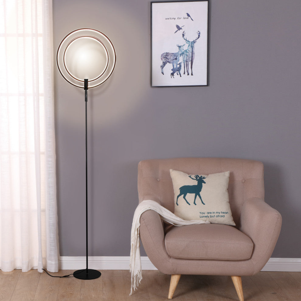 Brightech Eclipse Modern LED Torchiere Floor Lamp - Very High Brightness, Black