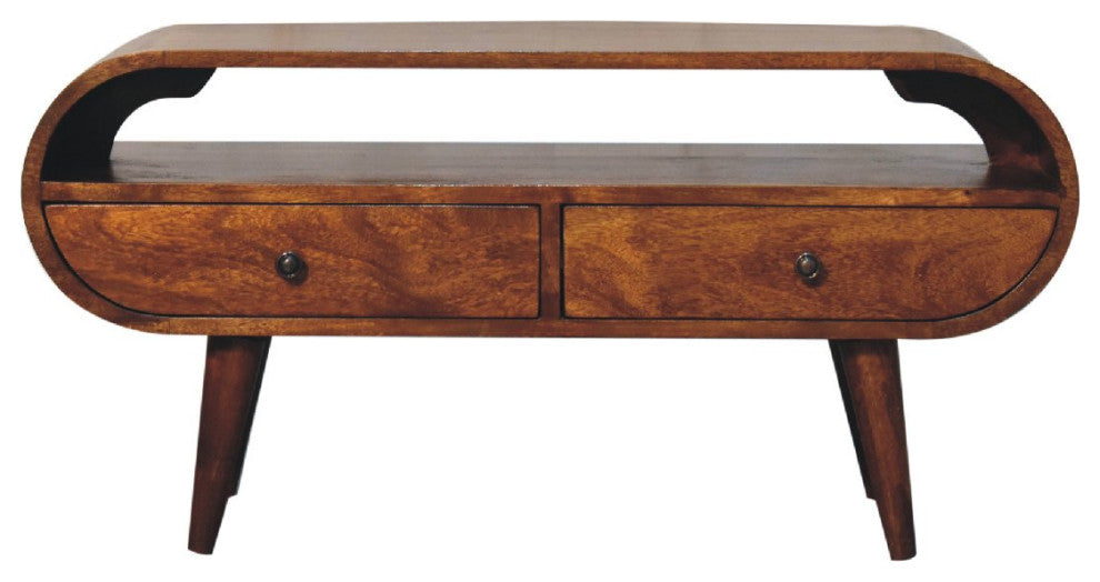 Chestnut Circular TV Stand