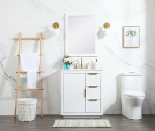 30" Single Bathroom Vanity, White, With Backsplash