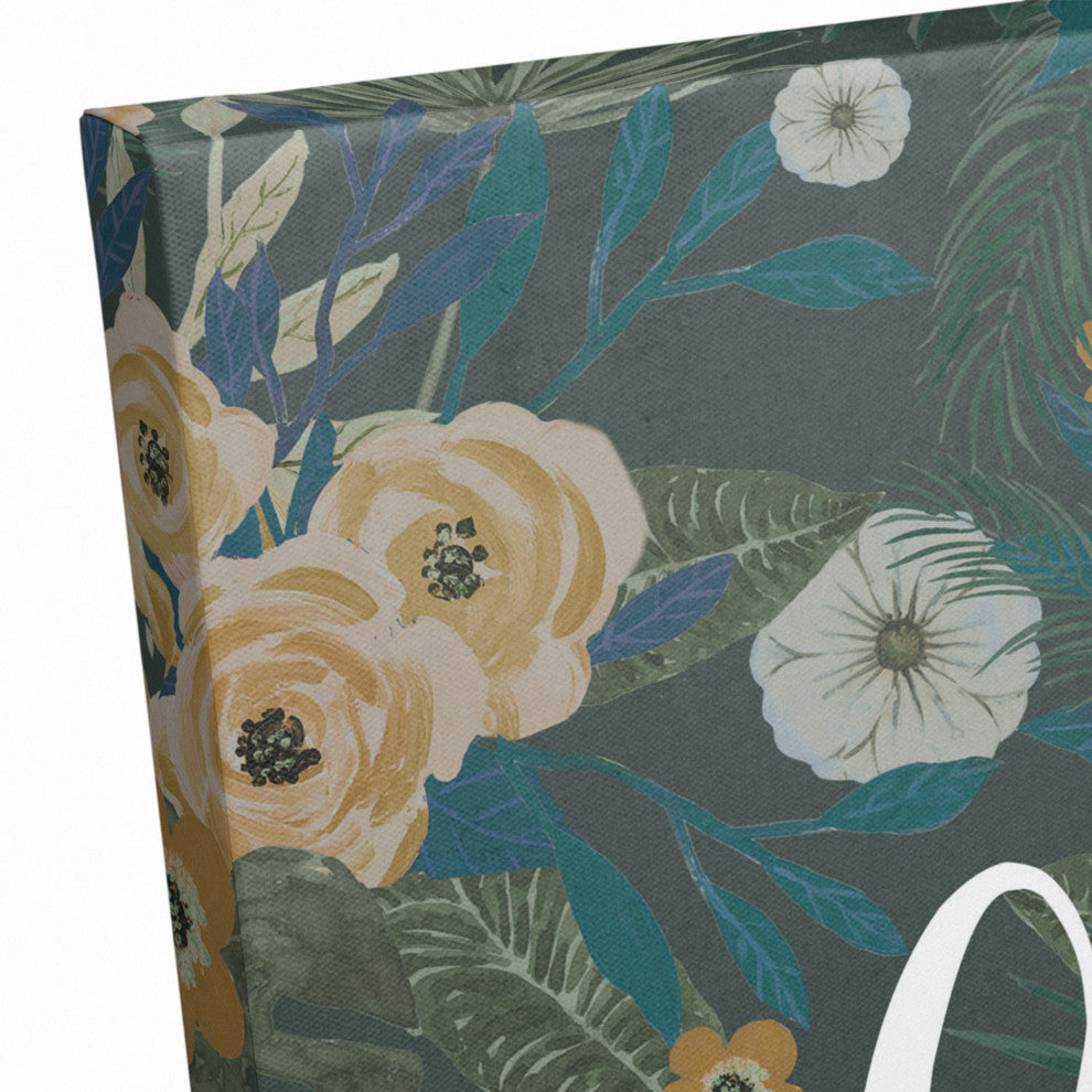 Feels Like Home Green Tropical Floral 20x16 Canvas Wall Art