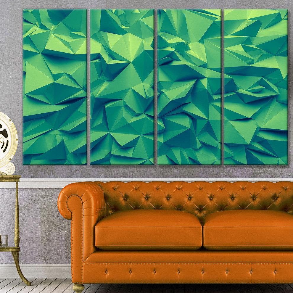 Trendy Emerald Green Background, Abstract Canvas Art Print, 48"x28", 4 Panels