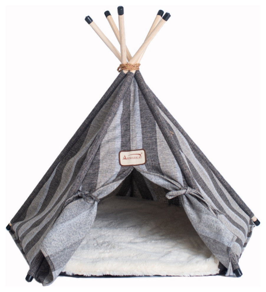 Armarkat Cat Bed Model C56HBS/SH, Teepee Style with Striped Pattern